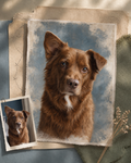 Personalized Pet Story portrait with original pet photo, pet name, and memory details